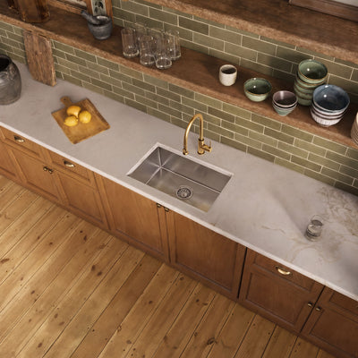 Brushed stainless steel commercial single bowl undermount sink