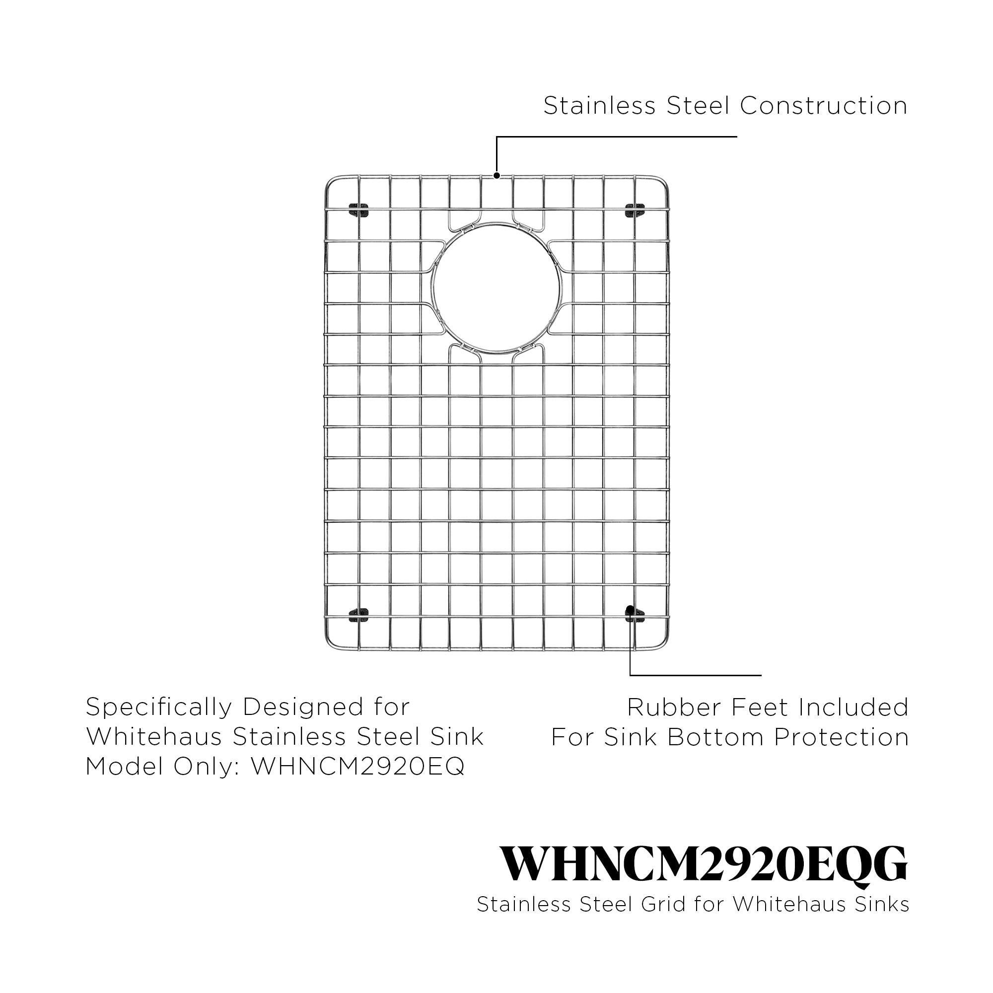 Stainless steel sink grid for sink model WHNCM2920EQ