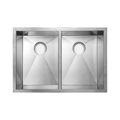 Brushed stainless steel commercial double bowl undermount kitchen sink