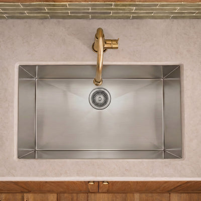 Brushed stainless steel commercial single bowl undermount sink