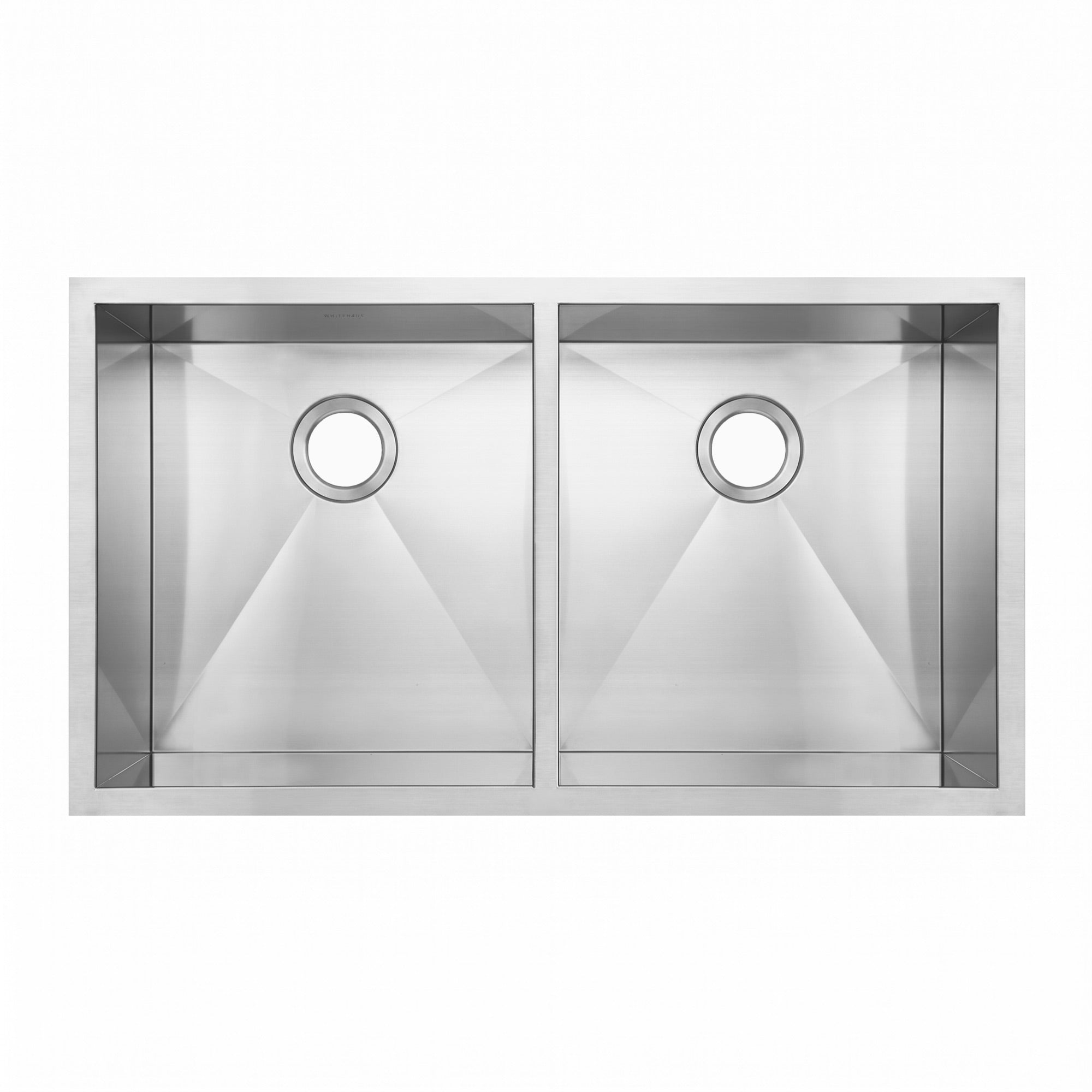 Brushed stainless steel commercial double bowl undermount sink