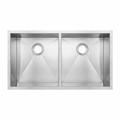 Brushed stainless steel commercial double bowl undermount sink