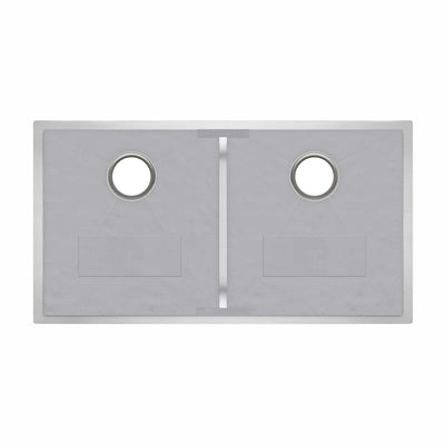 Brushed stainless steel commercial double bowl undermount sink
