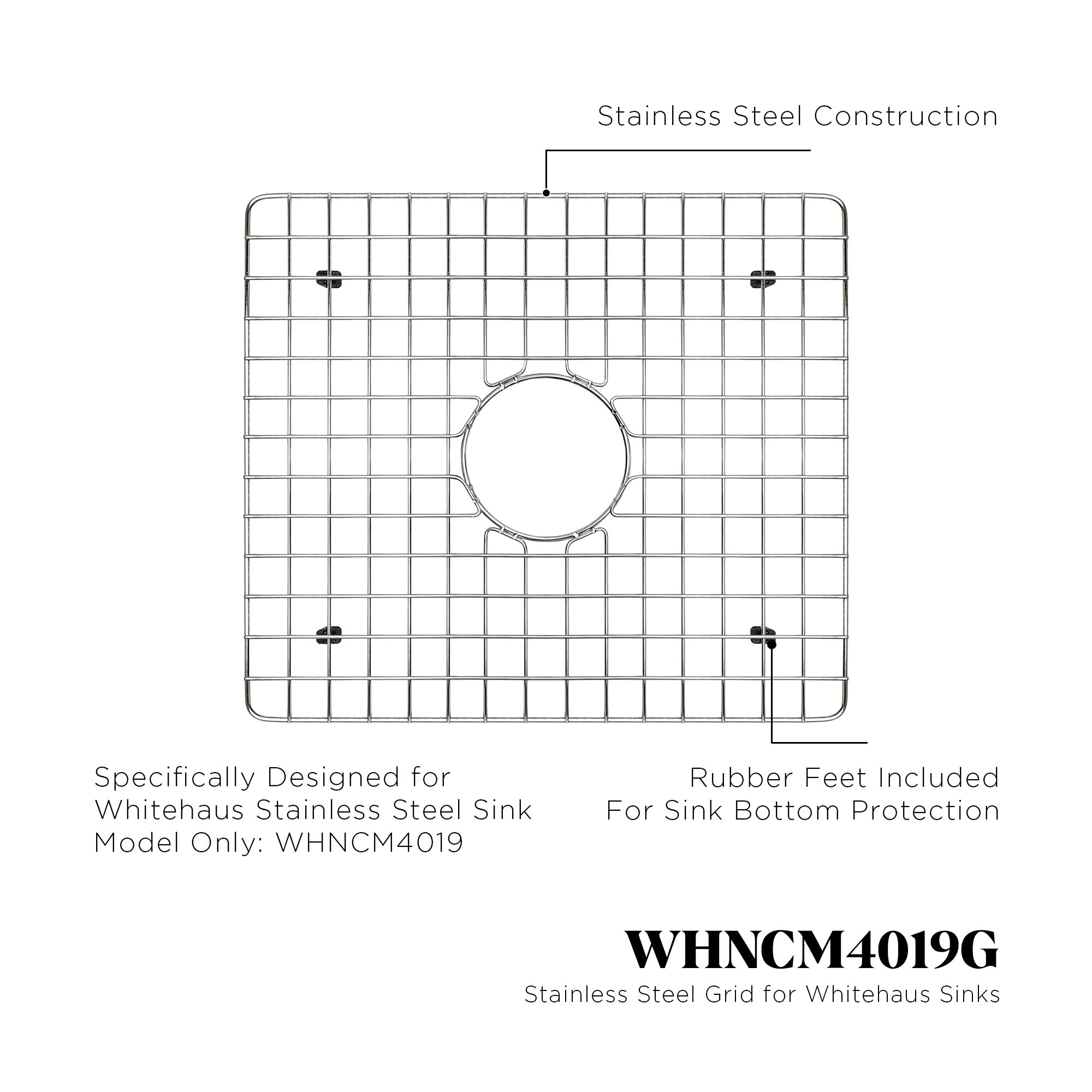 Stainless steel kitchen sink grid for model WHNCM4019