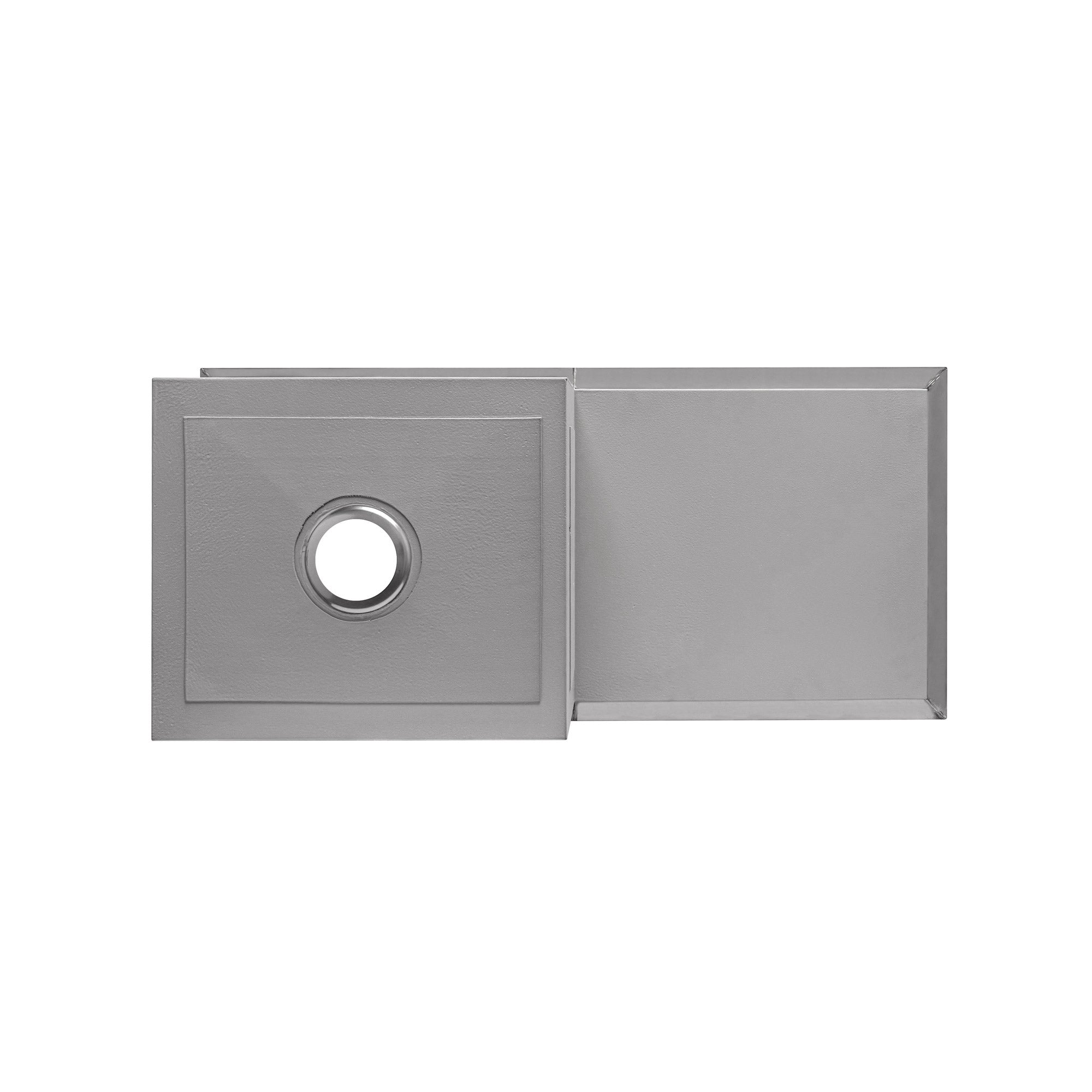 Brushed stainless steel commercial single bowl reversible undermount sink with integral drain board