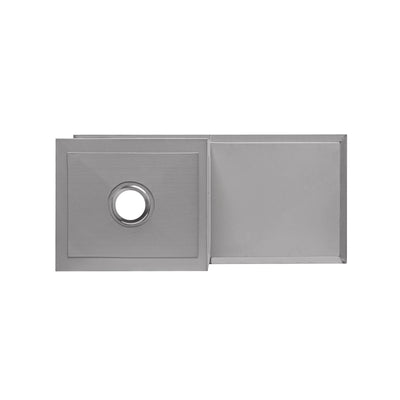 Brushed stainless steel commercial single bowl reversible undermount sink with integral drain board