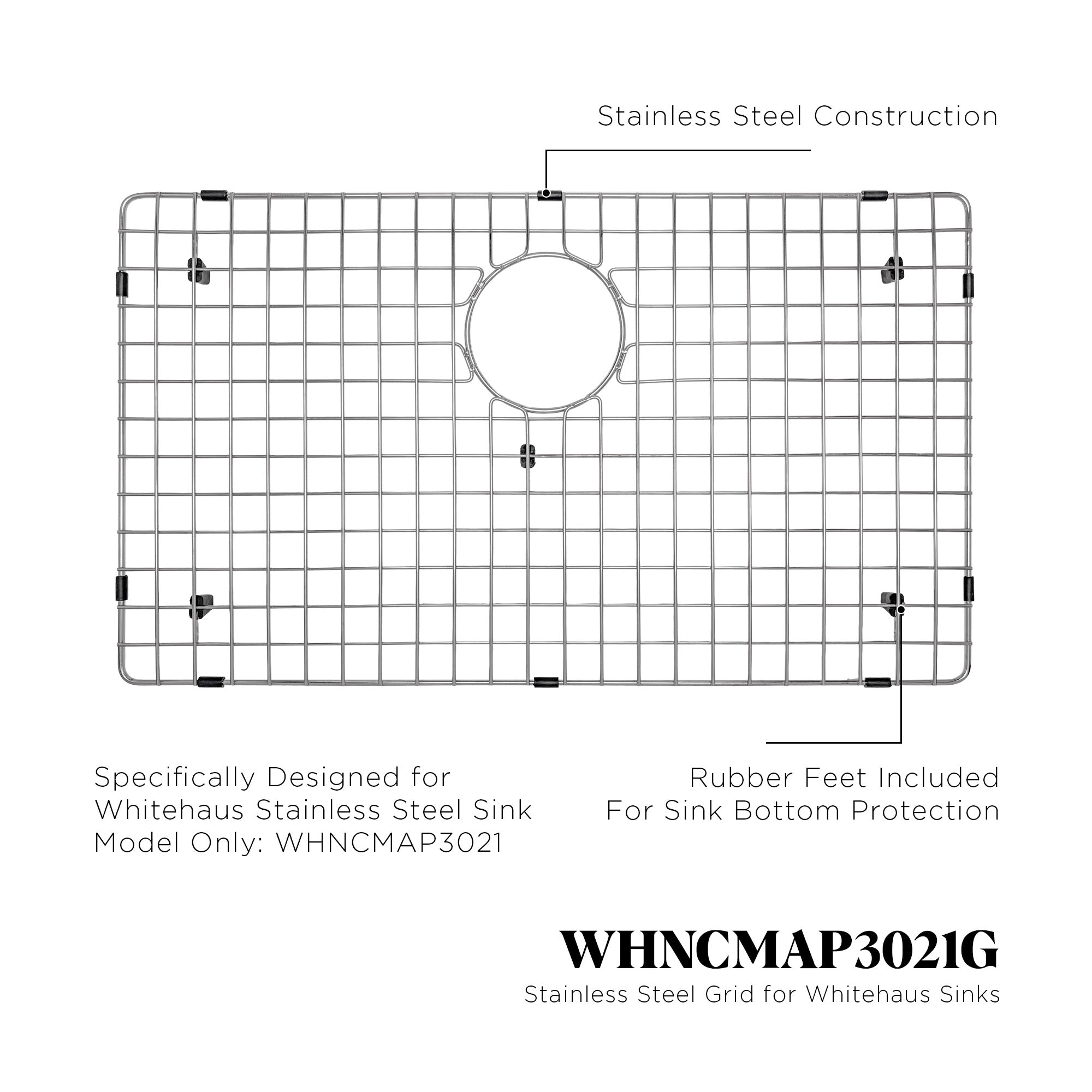 Stainless steel kitchen sink grid for model WHNCMAP3021