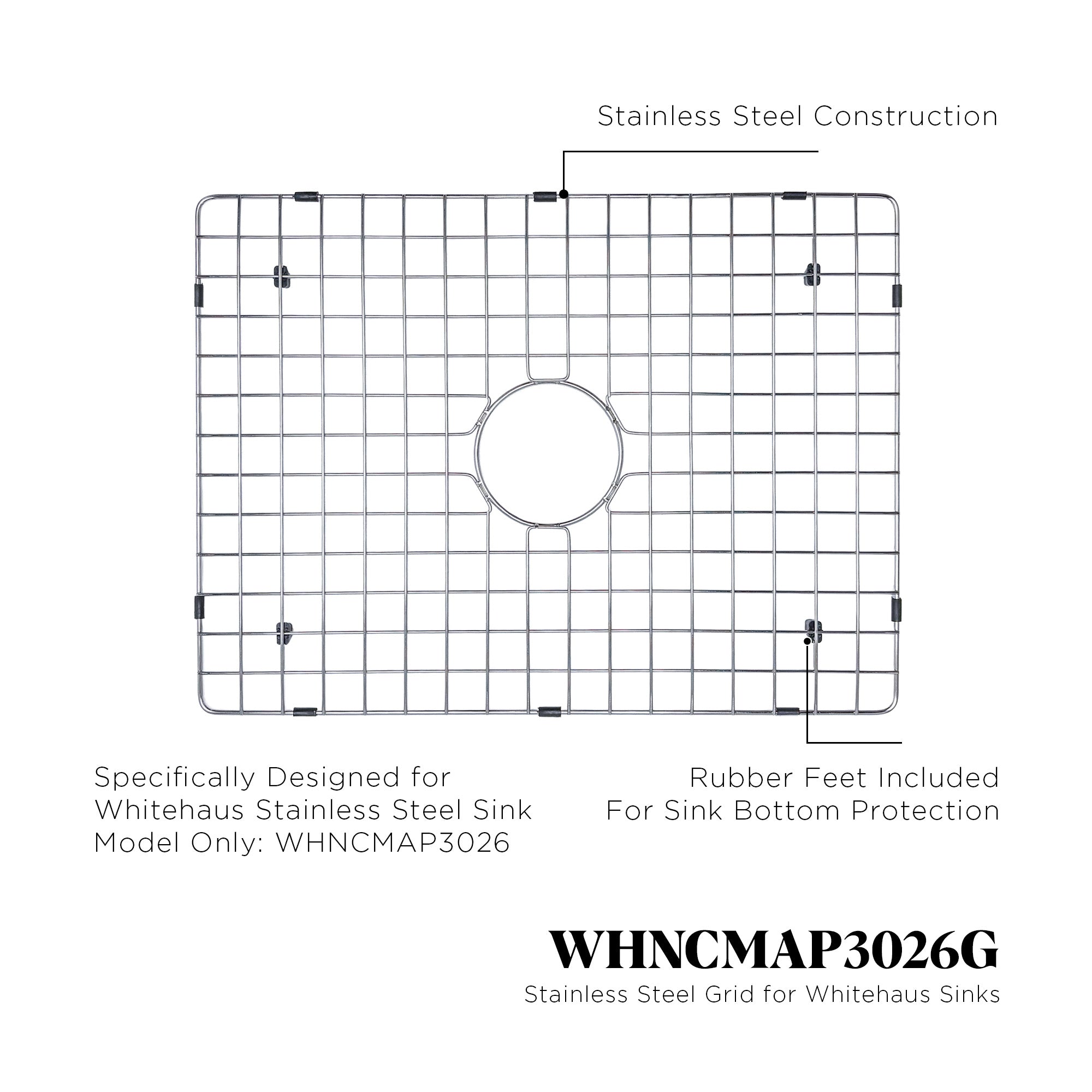Stainless steel kitchen sink grid for sink model WHNCMAP3026