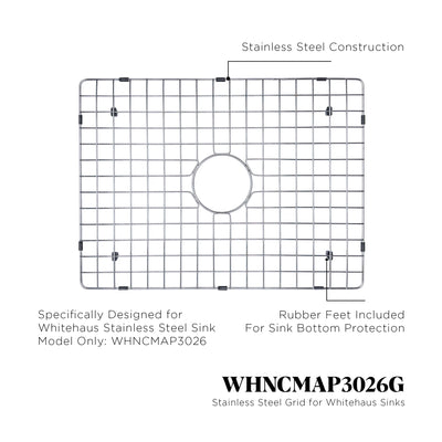 Stainless steel kitchen sink grid for sink model WHNCMAP3026