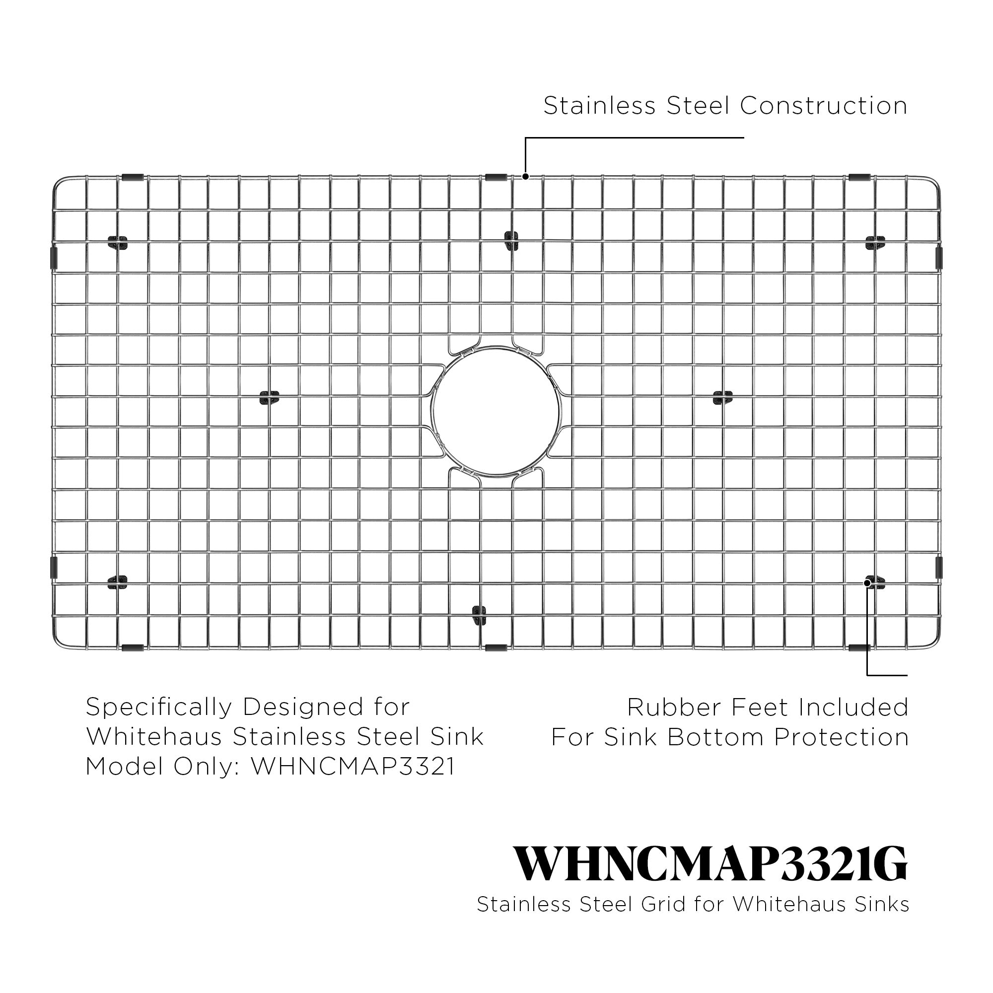Stainless steel kitchen sink grid for model WHNCMAP3321