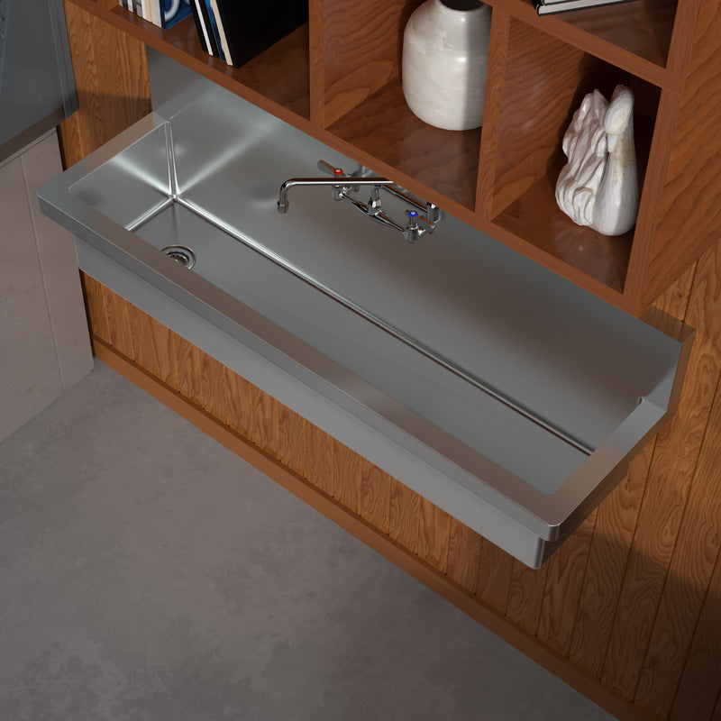 Brushed stainless steel commercial single bowl wall mount utility sink