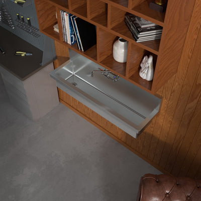 Brushed stainless steel commercial single bowl wall mount utility sink
