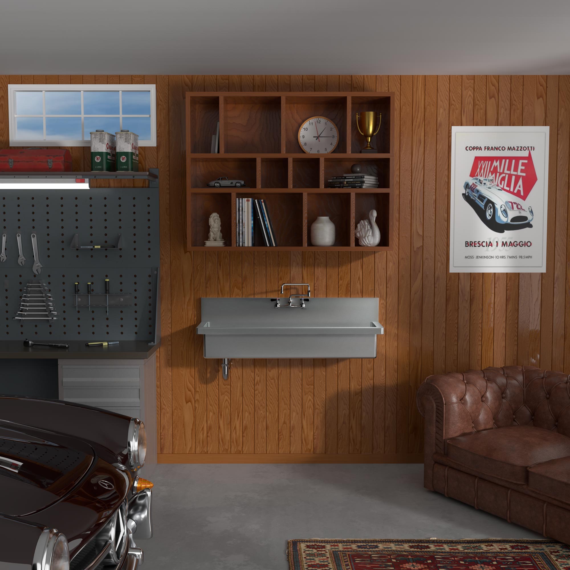 Brushed stainless steel commercial single bowl wall mount utility sink