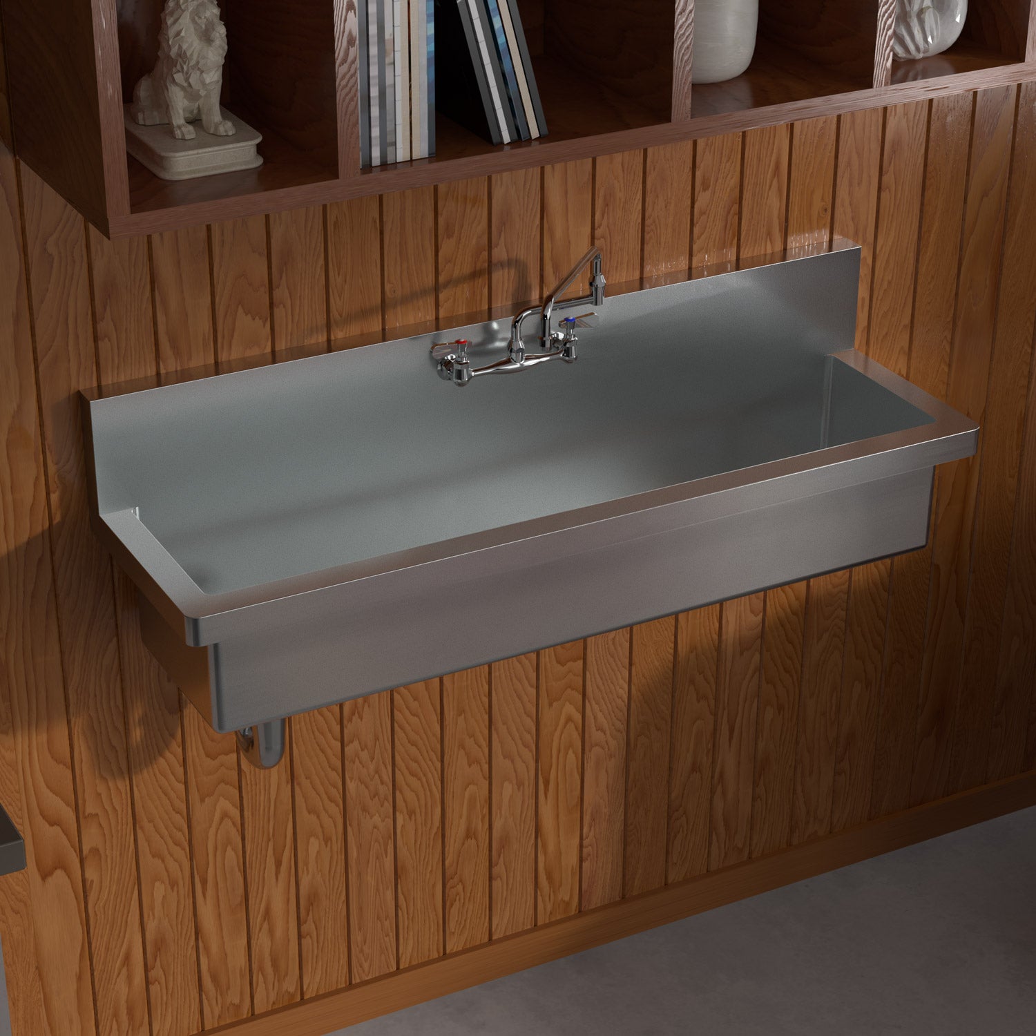 Brushed stainless steel commercial single bowl wall mount utility sink