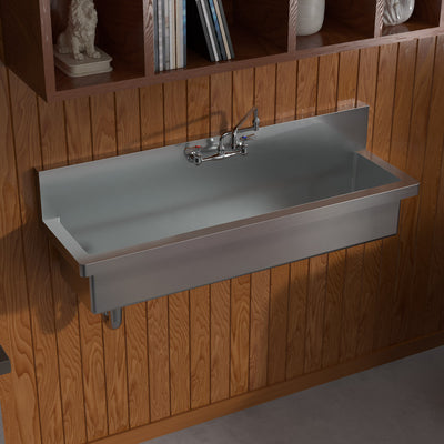 Brushed stainless steel commercial single bowl wall mount utility sink