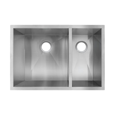 Brushed stainless steel commercial double bowl undermount sink