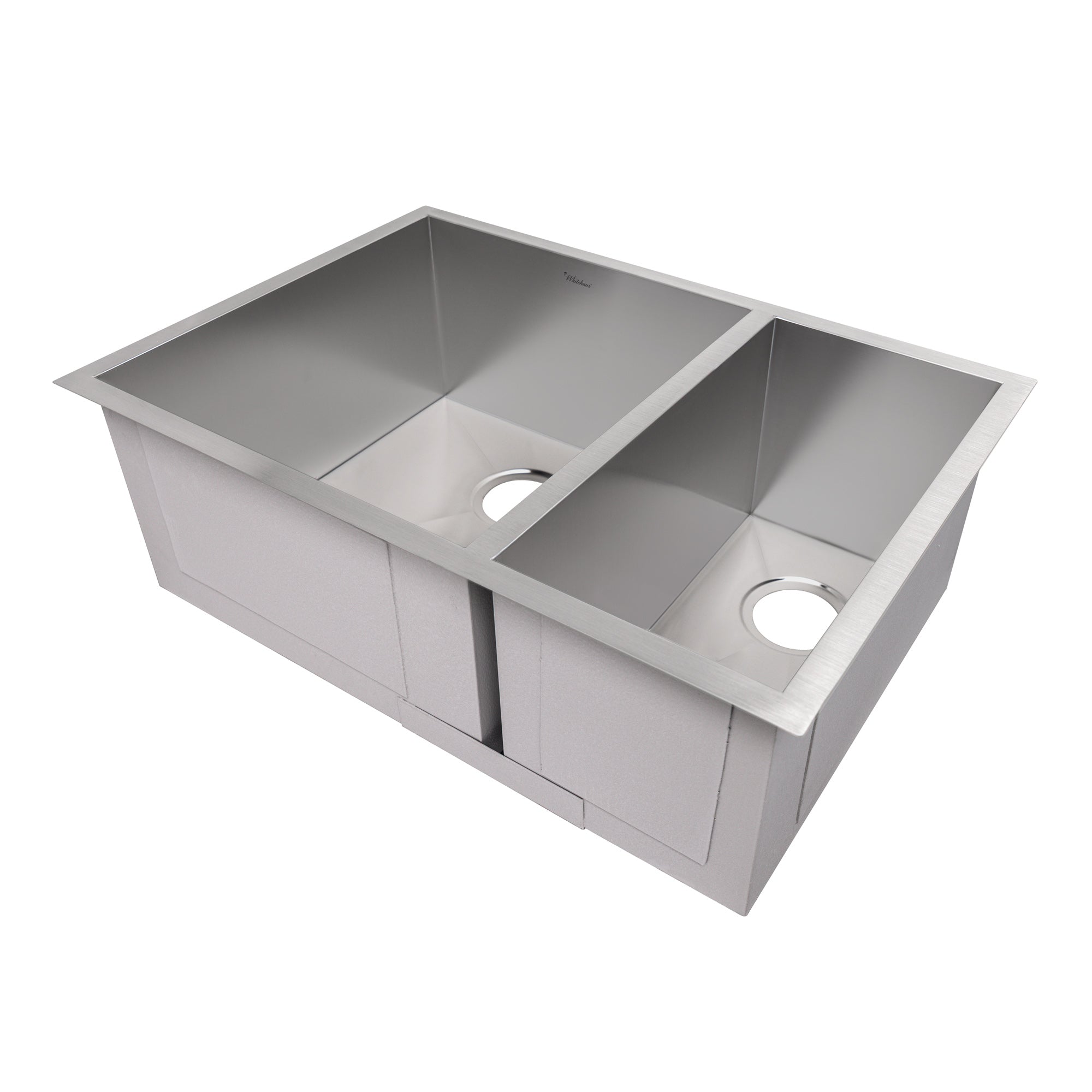 Brushed stainless steel commercial double bowl undermount sink