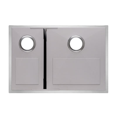 Brushed stainless steel commercial double bowl undermount sink