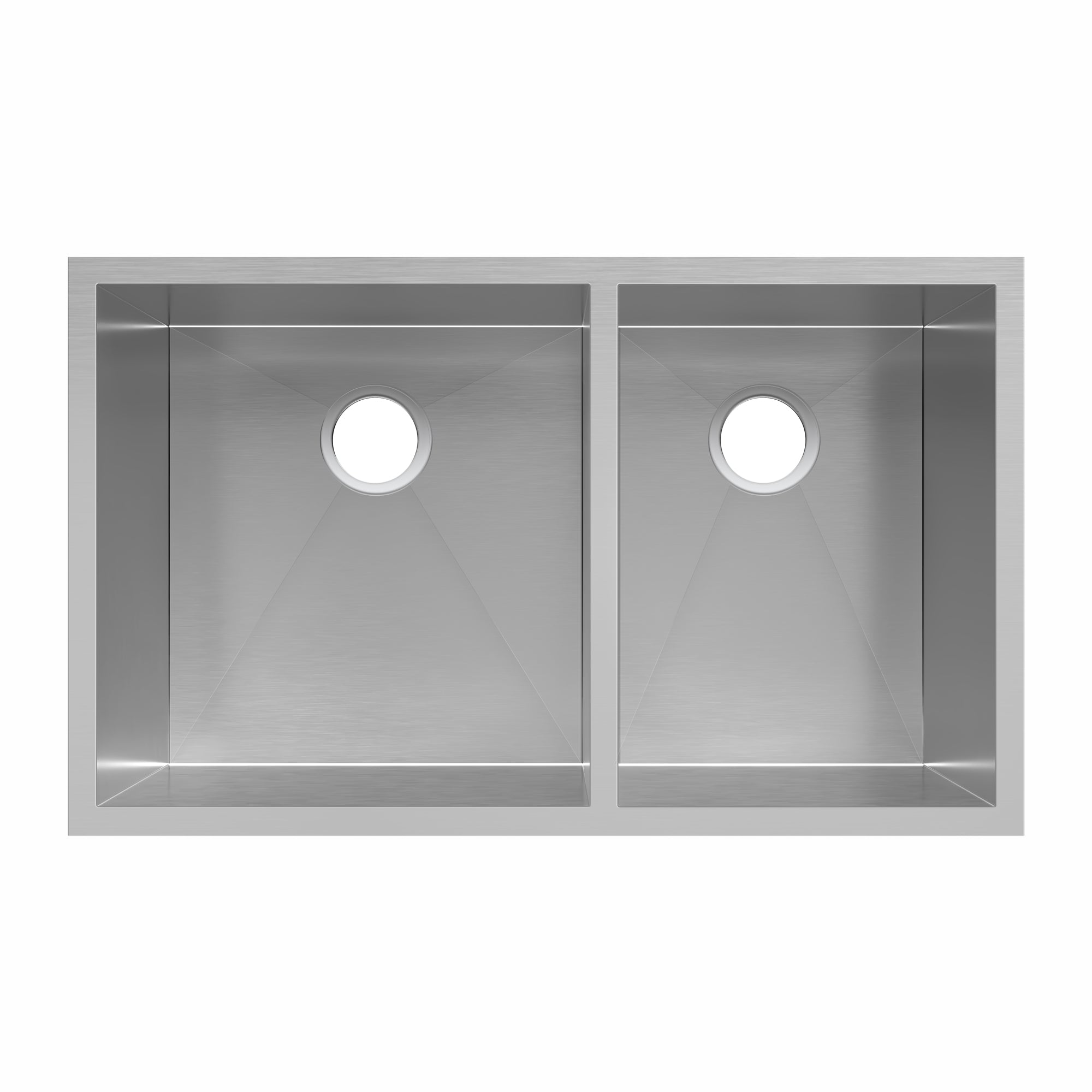 Brushed stainless steel commercial double bowl undermount sink