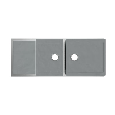 Brushed stainless steel commercial double bowl reversible undermount sink with integral drain board