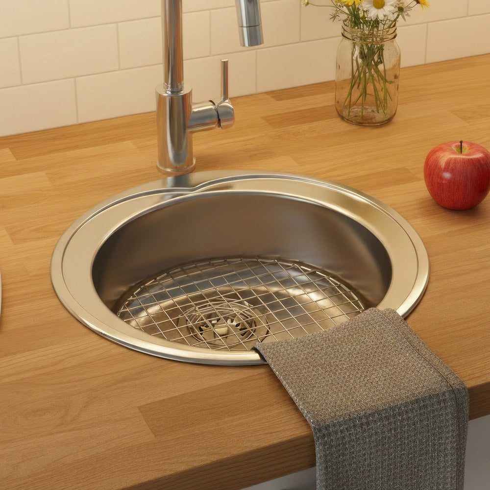 Noah's collection 20" brushed stainless steel large round drop-in sink