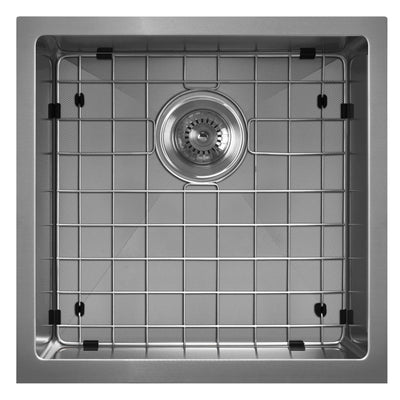 18" Undermount/Drop-In Single Bowl Stainless Steel Kitchen Sink Set: 16 Gauge, Linen Textured Inner Bowl