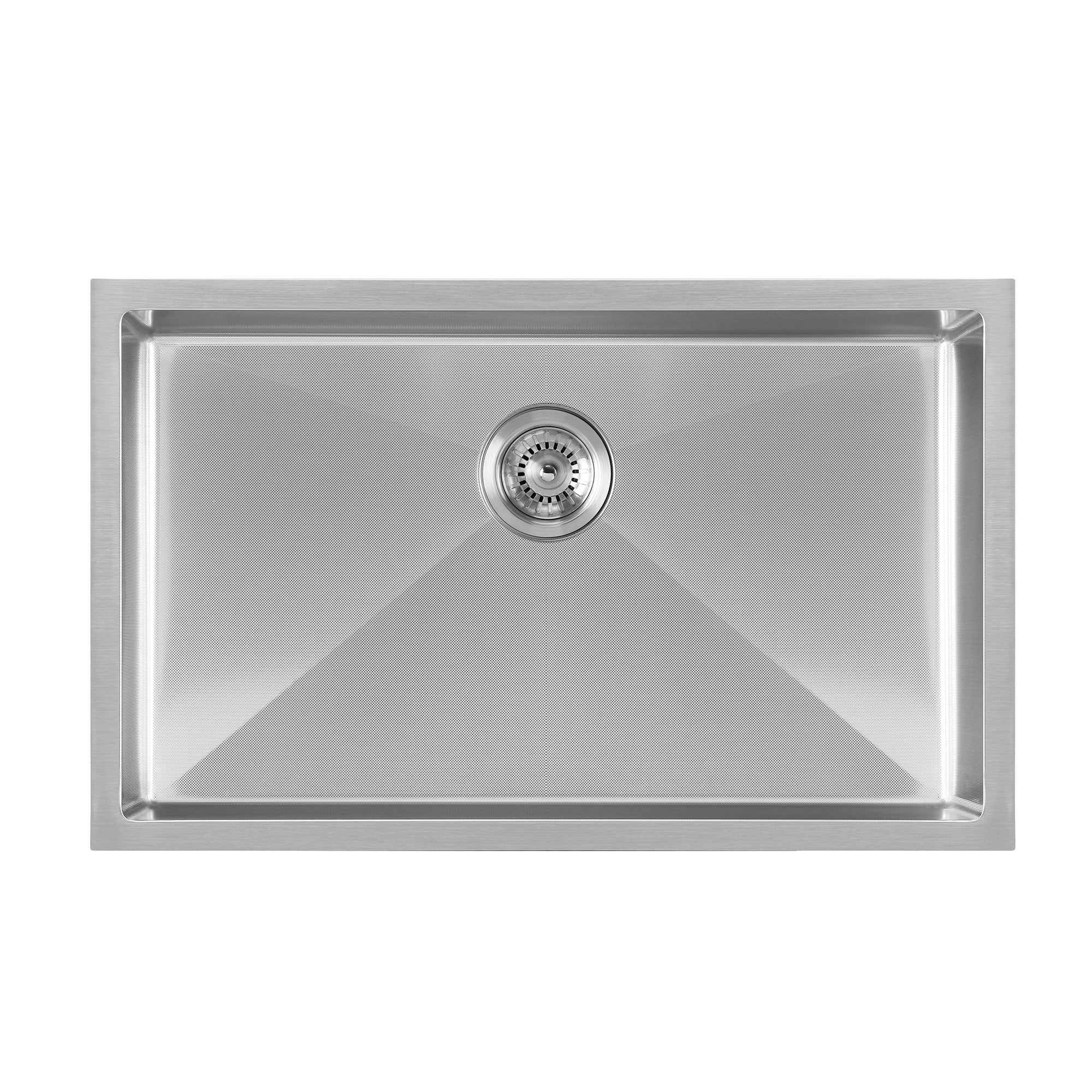 Undermount/Drop-In Single Bowl Stainless Steel Kitchen Sink Set: 16 Gauge, Linen Textured Inner Bowl