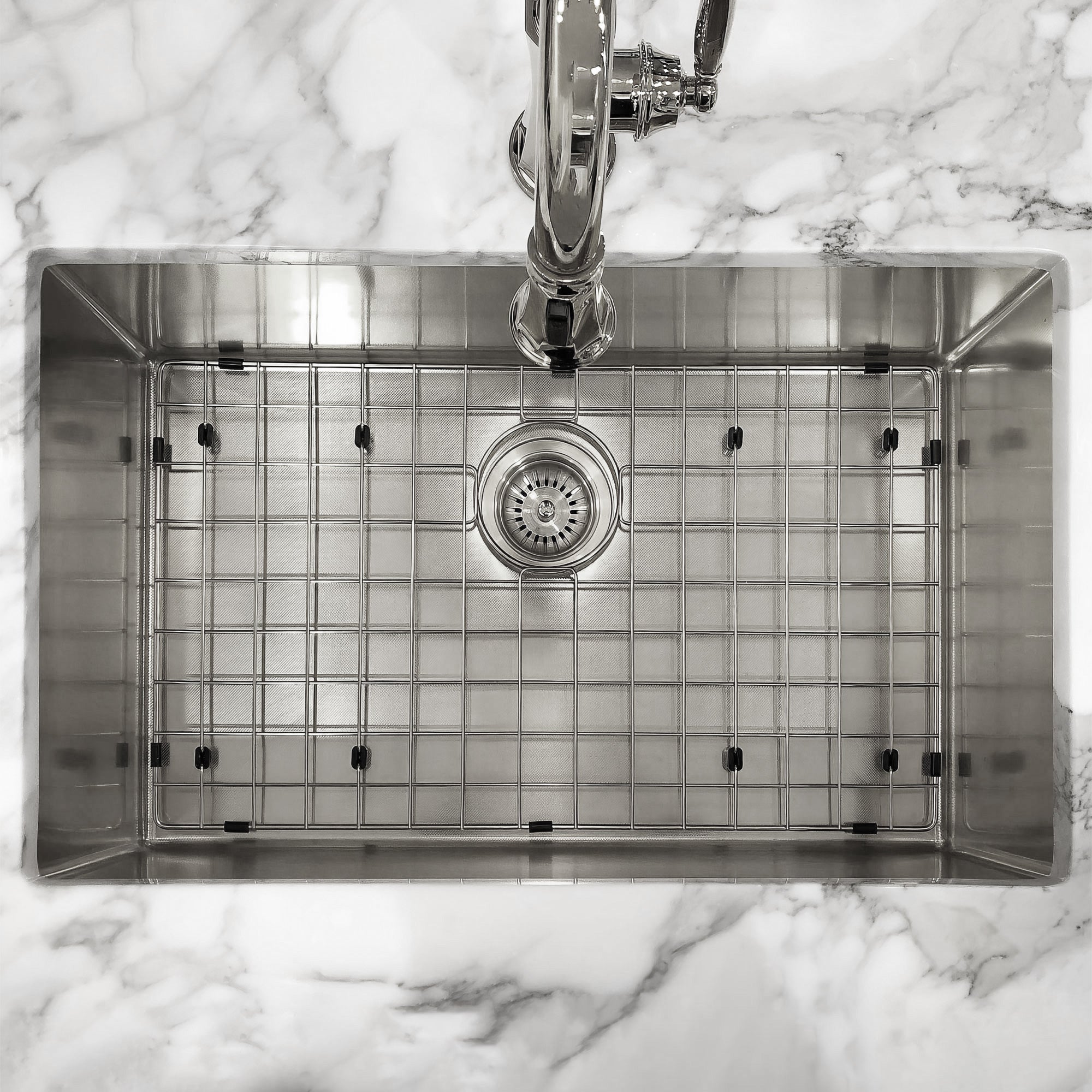 Undermount/Drop-In Single Bowl Stainless Steel Kitchen Sink Set: 16 Gauge, Linen Textured Inner Bowl