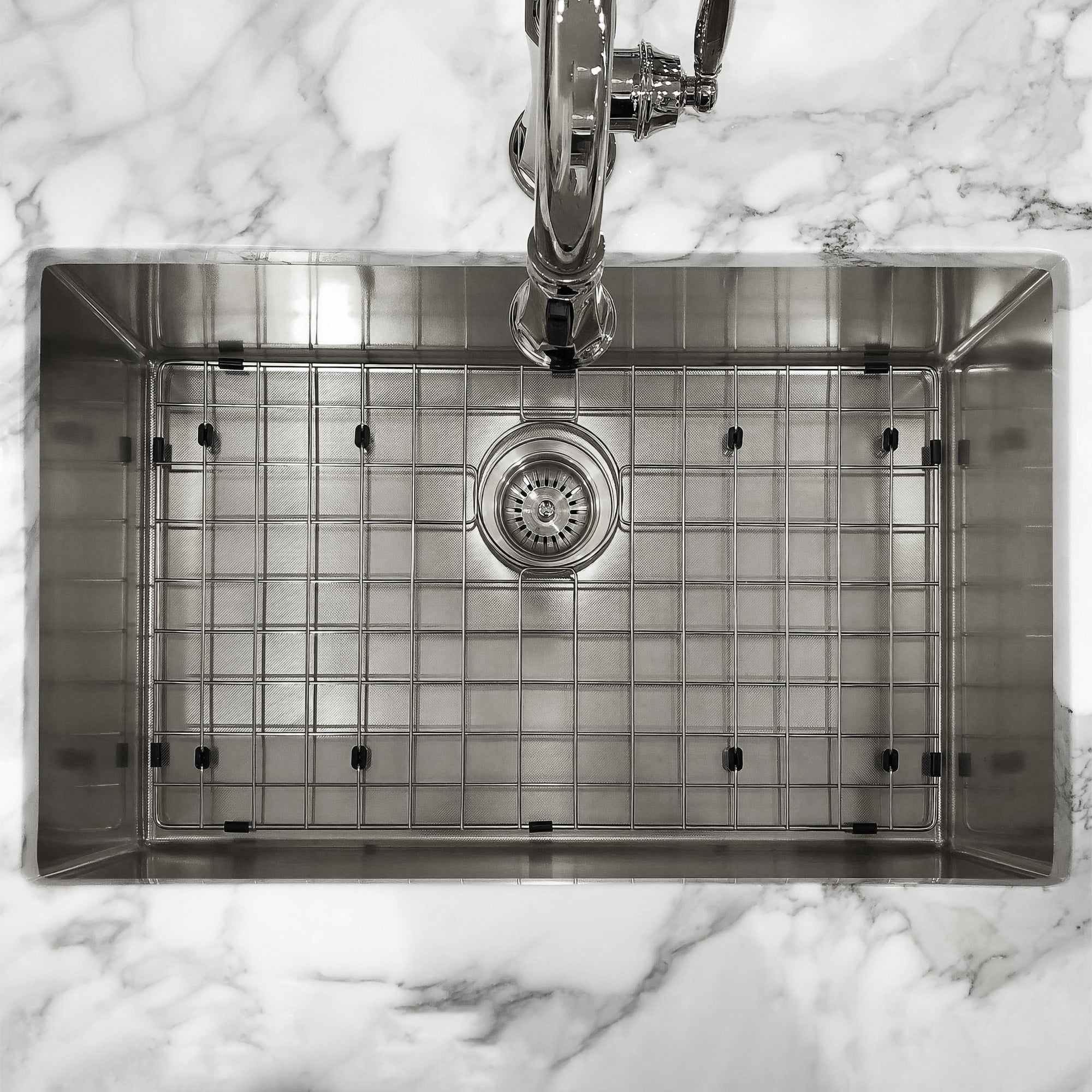 Undermount/Drop-In Single Bowl Stainless Steel Kitchen Sink Set: 16 Gauge, Linen Textured Inner Bowl