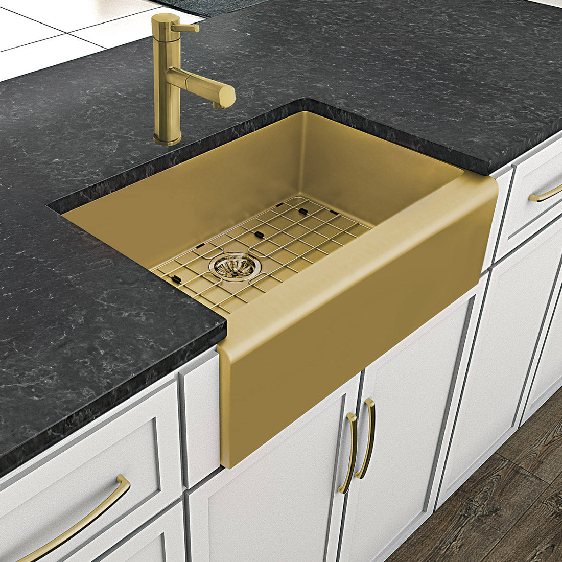 30" Front Apron Single Bowl 16 Gauge Stainless Steel Kitchen Sink Set