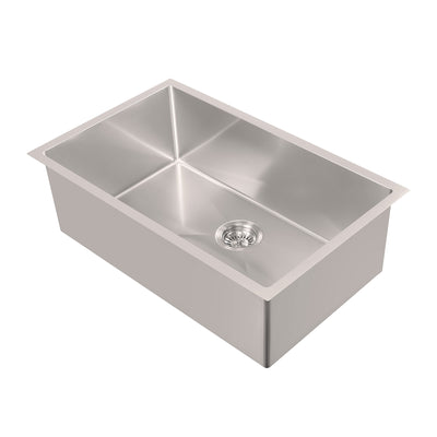 33" Undermount/Drop-In Single Bowl Stainless Steel Kitchen Sink Set: 16 Gauge, Linen Textured Inner Bowl