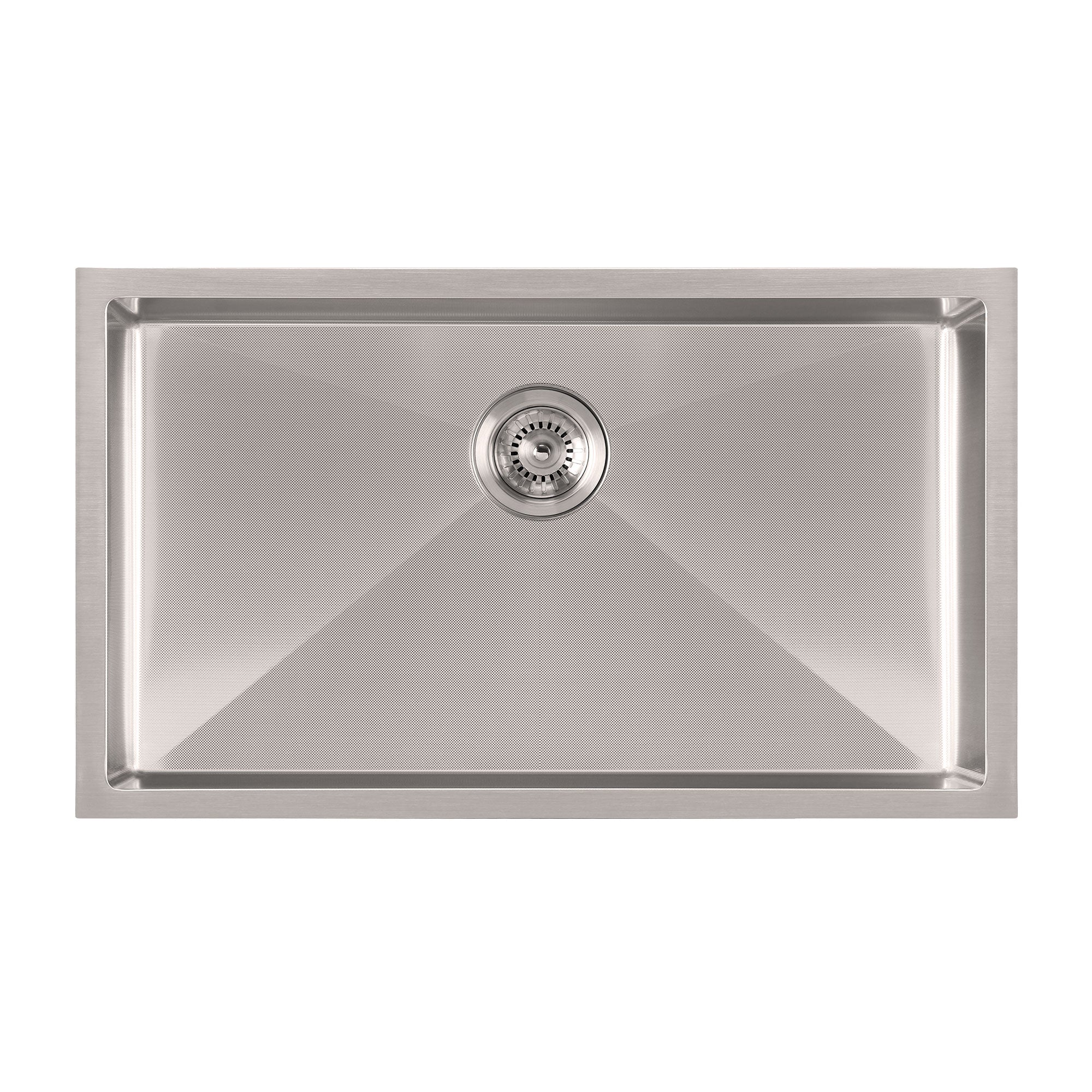 Undermount/Drop-In Single Bowl Stainless Steel Kitchen Sink Set: 16 Gauge, Linen Textured Inner Bowl