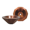 16" Decagon Shaped Above Mount Copper Bathroom Basin with Smooth Texture and 1-1/2" center drain location