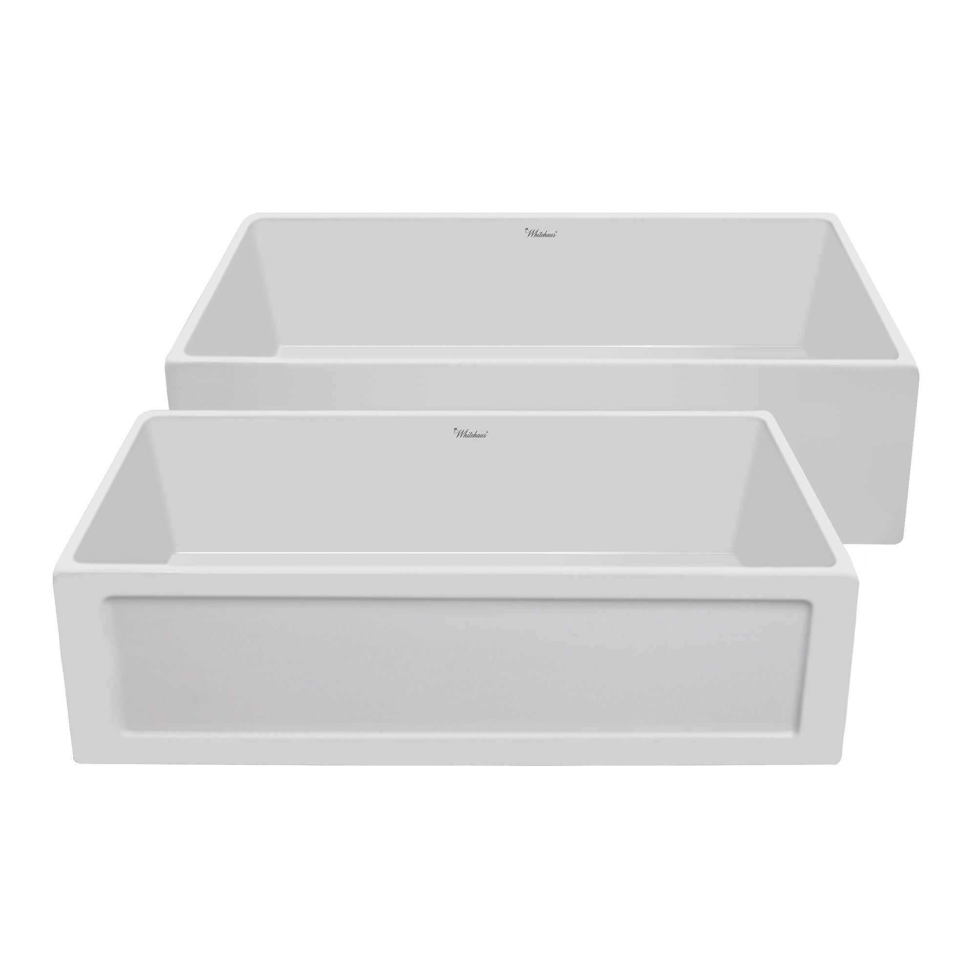 Reversible single bowl fireclay kitchen sink: plain, concave front apron