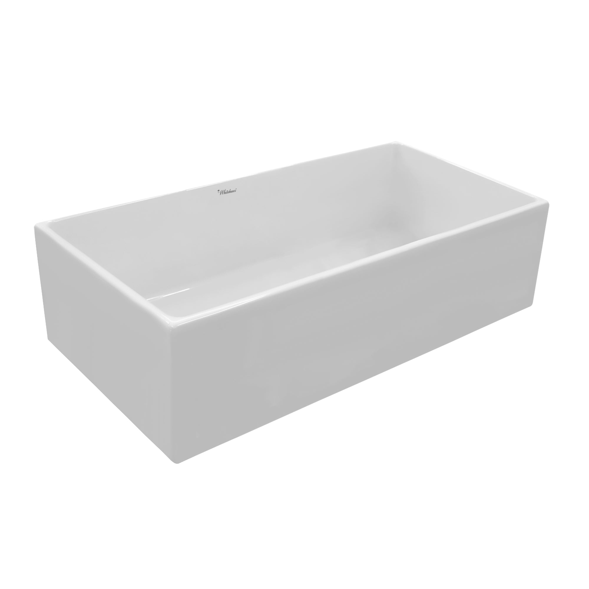 Reversible single bowl fireclay kitchen sink: plain, concave front apron