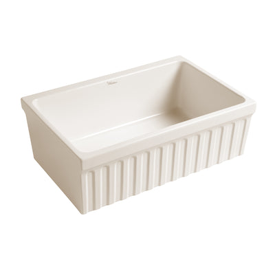 Quatro Alcove 30" Farmhaus Fireclay reversible Sink with a Fluted Front Apron