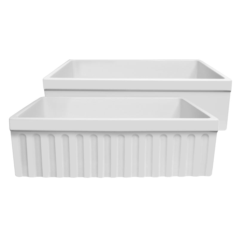 Quatro Alcove 30" Farmhaus Fireclay reversible Sink with a Fluted Front Apron