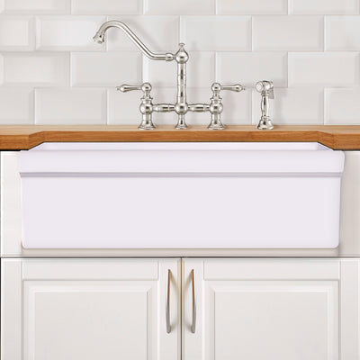 36" reversible front apron fireclay kitchen sink with lip design on both sides