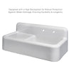 42" Single Bowl Fireclay Utility Above Mount Sink: Integral Drain Board, High Backsplash