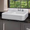 42" Single Bowl Fireclay Utility Above Mount Sink: Integral Drain Board, High Backsplash