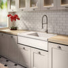 36" large reversible single bowl fireclay kitchen sink: integral drain board, 2½” lip front apron