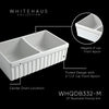 33" reversible double bowl fireclay kitchen sink: 2½” lip and fluted, 2” lip front apron