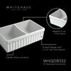 33" reversible double bowl fireclay kitchen sink: 2½” lip and fluted, 2” lip front apron