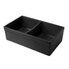 33" reversible double bowl fireclay kitchen sink: 2½” lip, 2” lip front apron