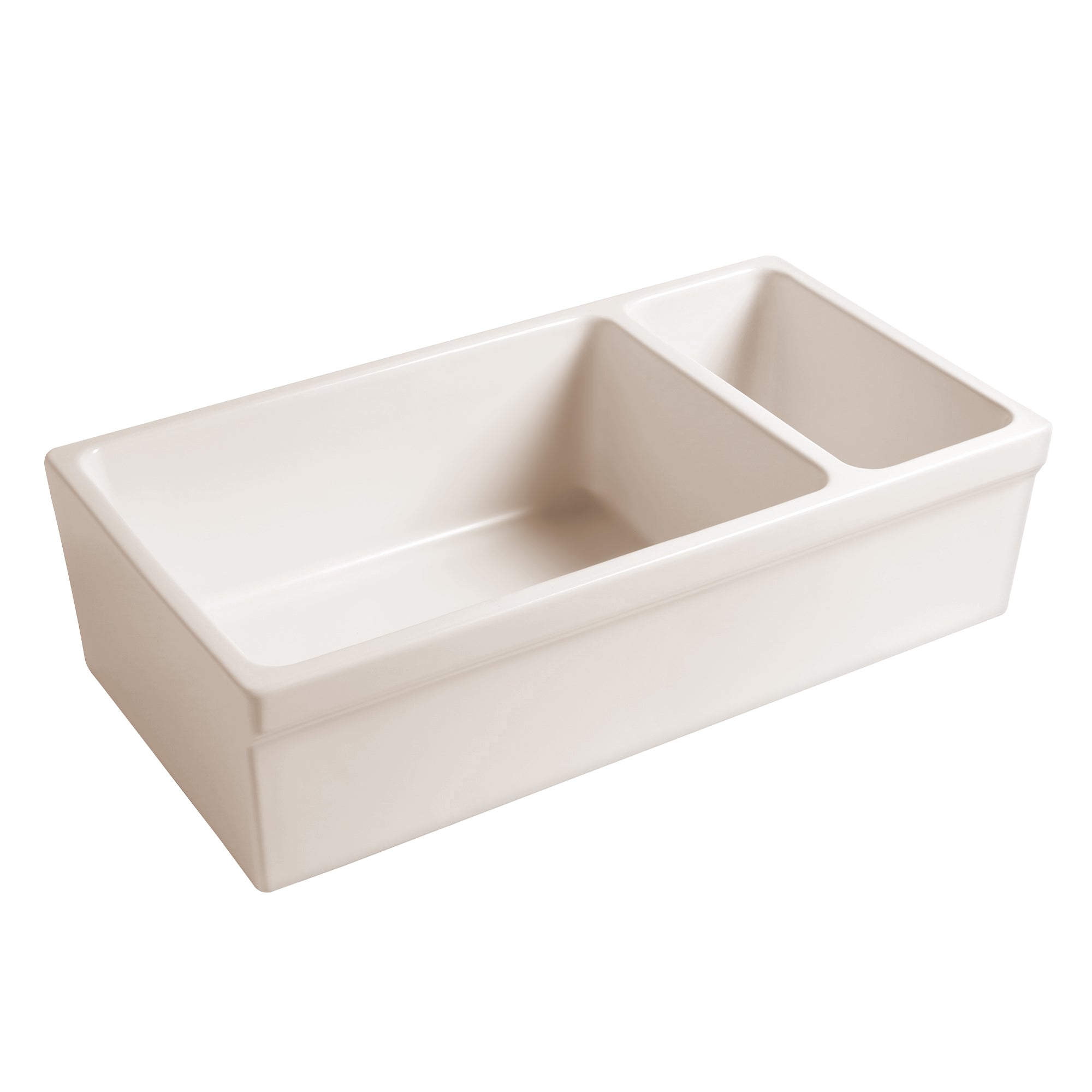 36" Reversible Large and Small Bowl Fireclay Kitchen Sink: 2½” lip Front Apron