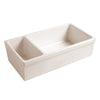 36" Reversible Large and Small Bowl Fireclay Kitchen Sink: 2½” lip Front Apron