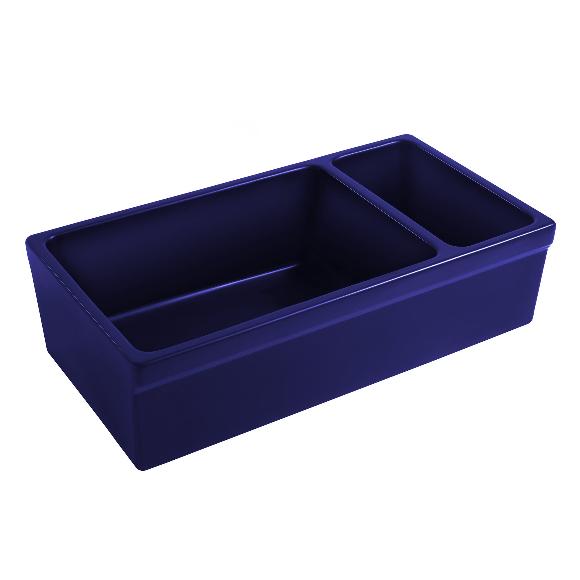 36" Reversible Large and Small Bowl Fireclay Kitchen Sink: 2½” lip Front Apron