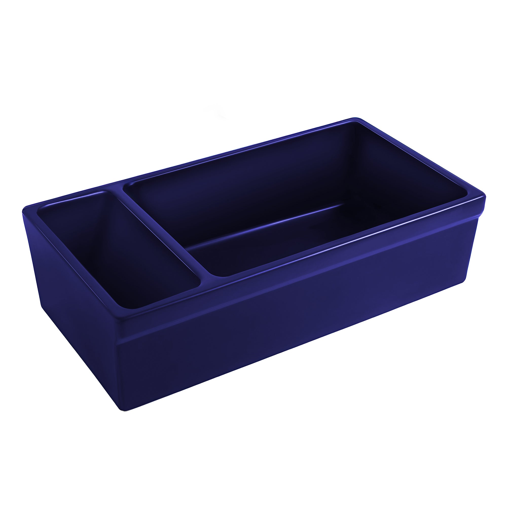 36" Reversible Large and Small Bowl Fireclay Kitchen Sink: 2½” lip Front Apron