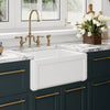 Reversible Fireclay Kitchen Sinks With Grid: Three Edge Frame, Plain Front Apron