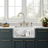 Reversible Fireclay Kitchen Sinks With Grid: Three Edge Frame, Plain Front Apron